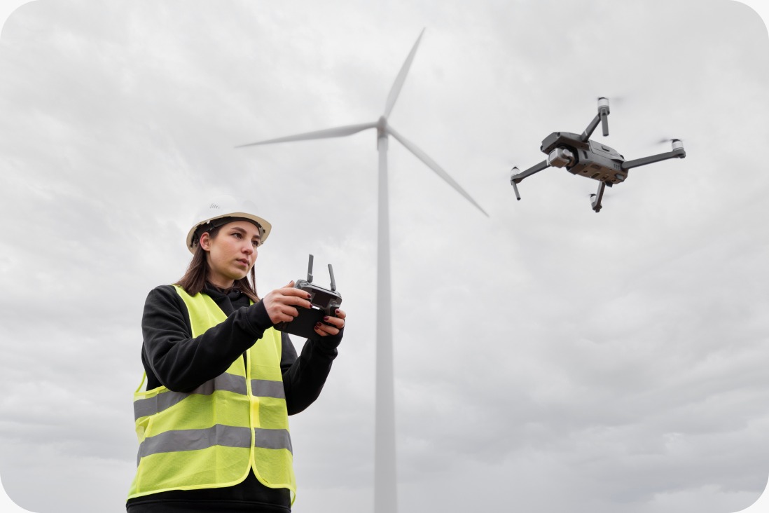 Operación empresarial realizada con drones